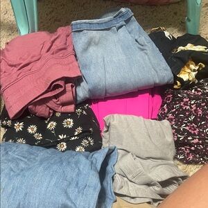 Assorted Clothing Bundle with Denim and Floral Prints